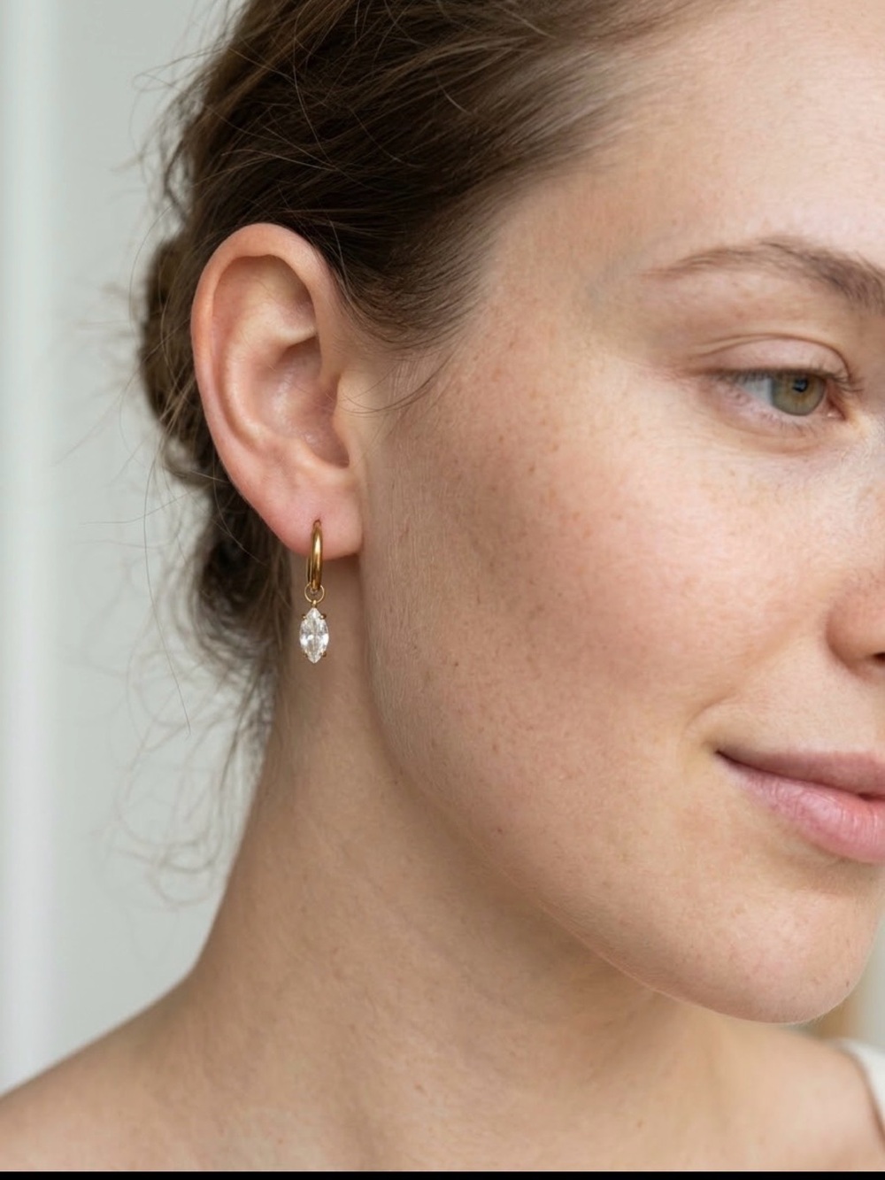 Lily Luxe Huggie Hoop Earrings | Gold-Tone with Marquise Crystal Drops